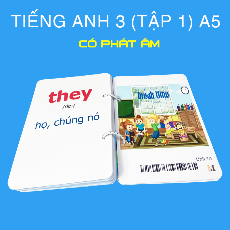 2 Bộ flashcard tiếng Anh 3 khổ lớn A5, có phát âm và hình ảnh sinh động