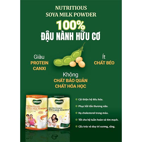 Bột đậu nành Unisoy ít đường 360g ( 30g x 12 gói )