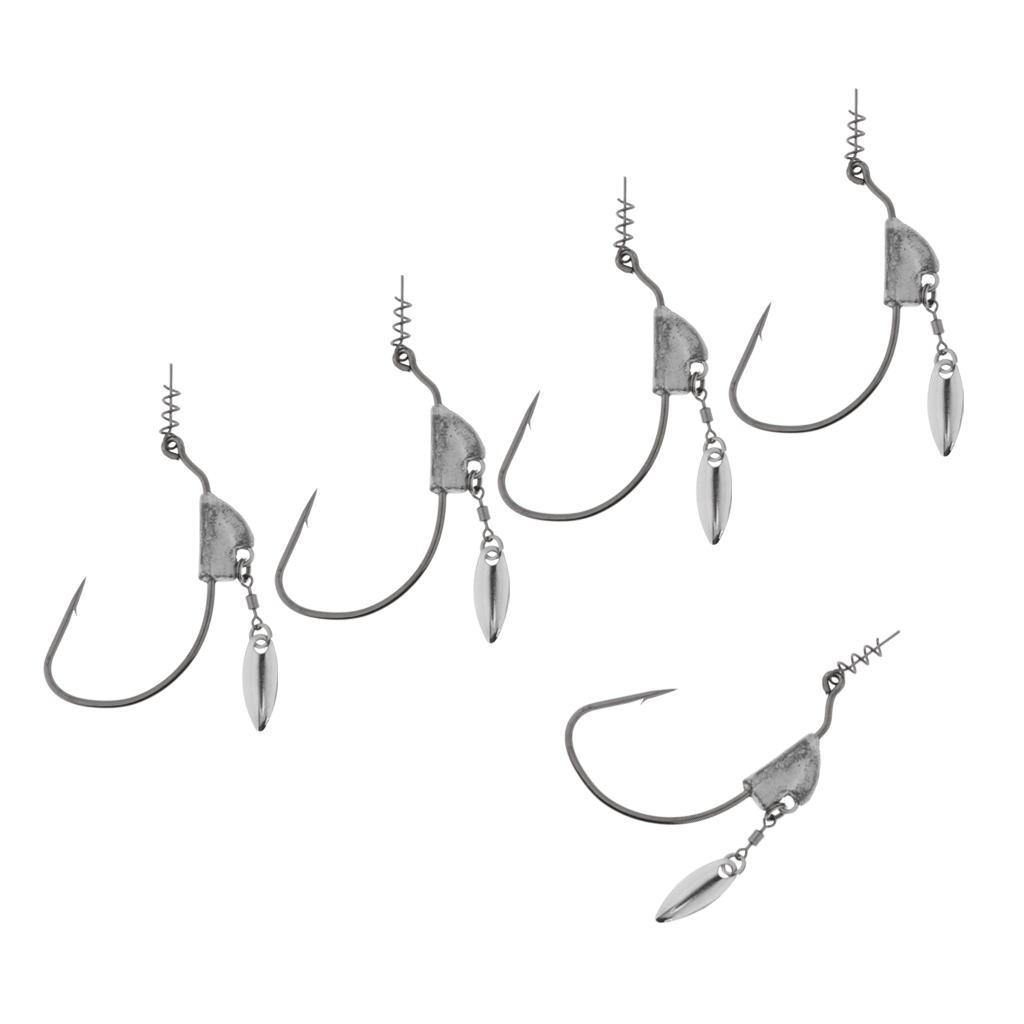 5pcs   Weighted  Fishing Hooks Worm Crank Hook With  Spoon 5g