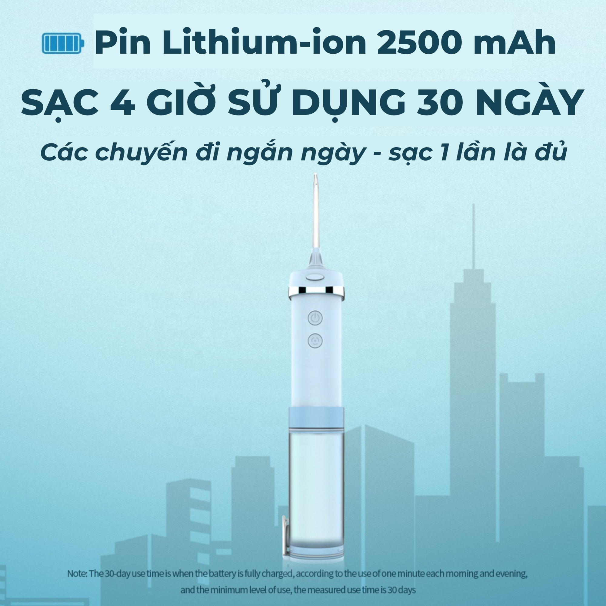 Tăm nước cầm tay H2ofloss HF-10, phiên bản tăm nước mini nhỏ gọn chỉ 14.5 cm dành cho người di chuyển nhiều