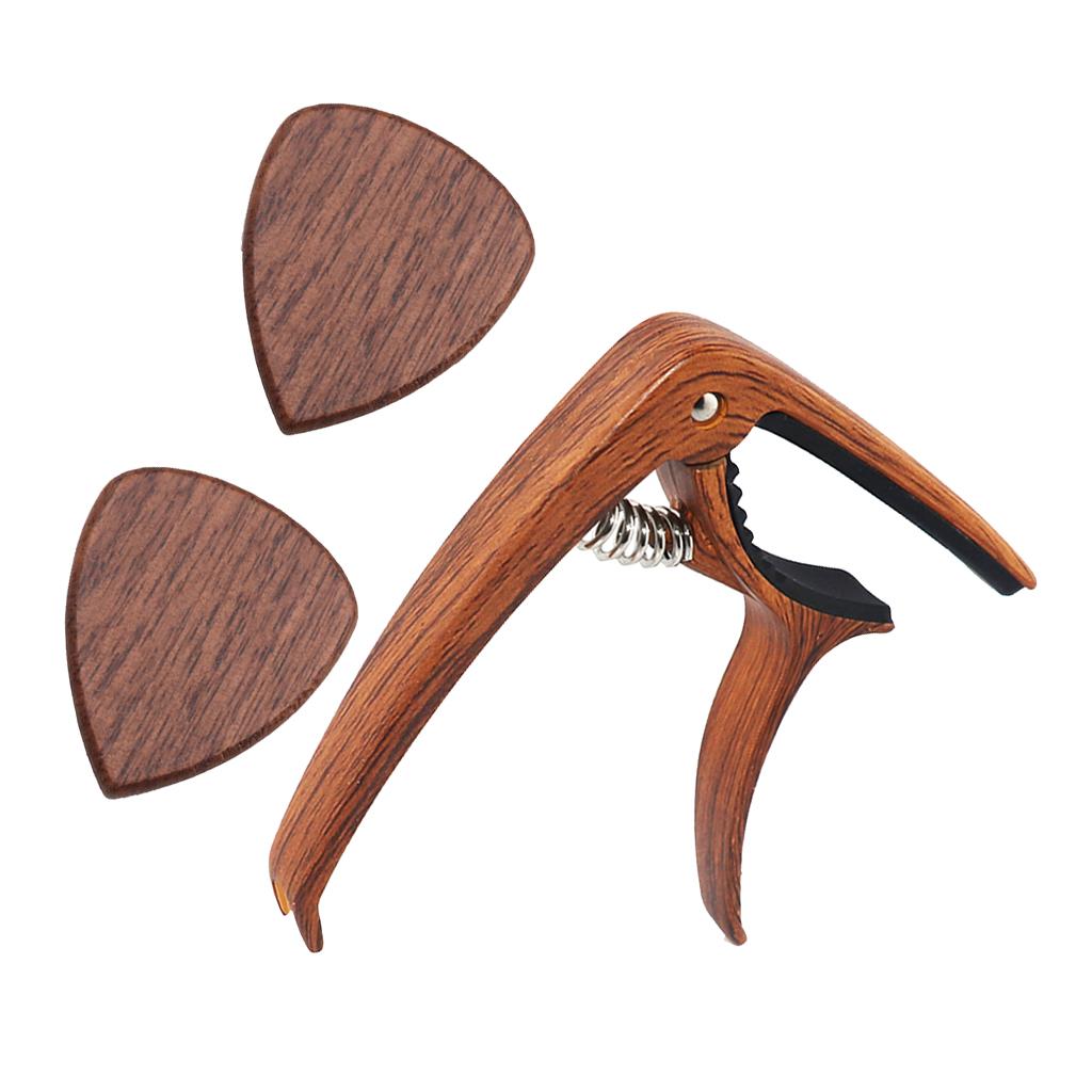 Đen Óc Chó Gỗ Đàn Guitar Phím 2 chiếc, Đàn Guitar Plectrums Cho Điện, Acoustic hoặc Guitar Bass & Guitar Capo