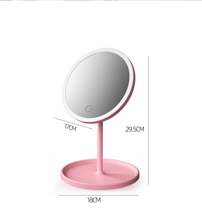 Gương trang điểm hình tròn để bàn có đèn led, gương để bàn có đèn led cảm ứng với 3 chế độ sáng