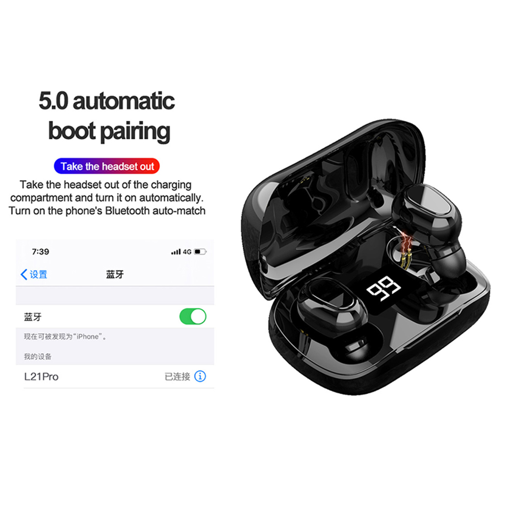 Hộp Tai Nghe Không Dây L21 Pro BT5.0 TWS Chống Thấm IPX7