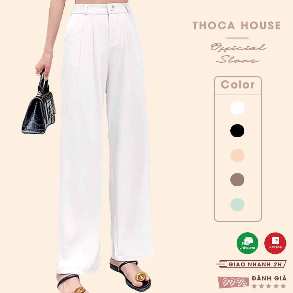 Quần tây công sở thiết kế ống rộng trơn THOCA HOUSE trắng, đen, nude, cafe, xanh mint hàng độc quyền