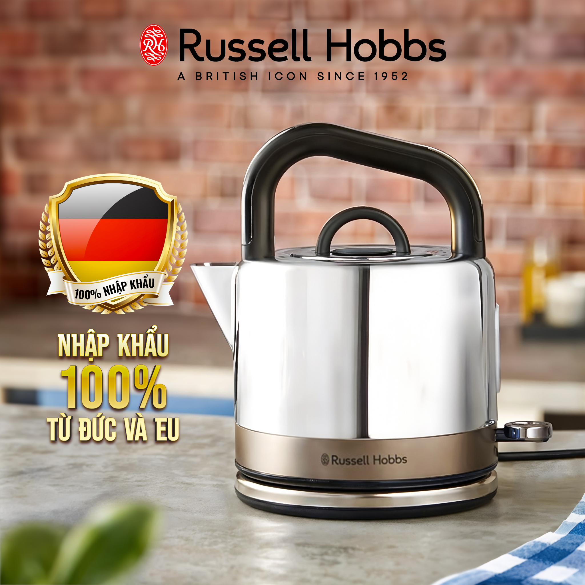 Ấm Siêu Tốc Russell Hobbs Distinctions 2400W 1.5L màu Titan -  Hàng Chính Hãng Nhập Khẩu Đức &amp; EU