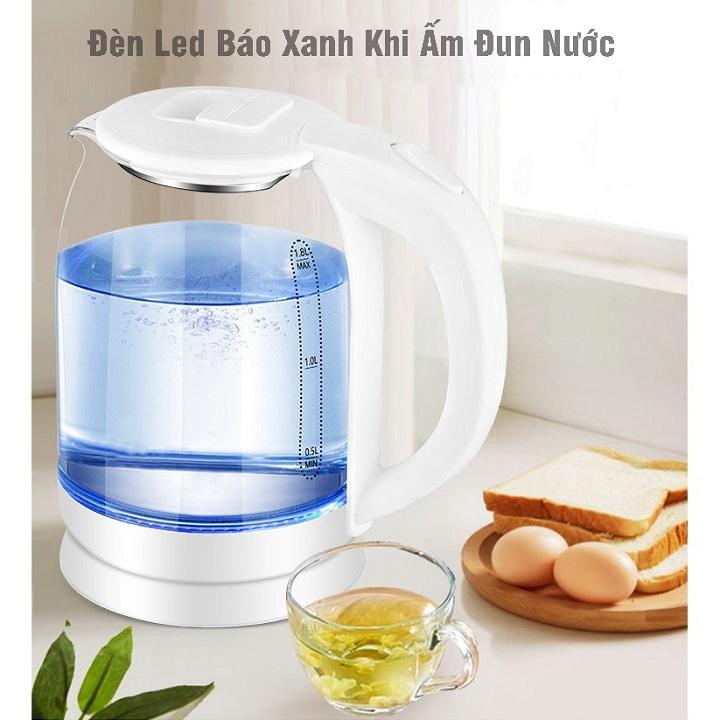 Bình Đun Nước Siêu Tốc - Ấm Siêu Tốc Thủy Tinh Công Suất 700-1500W Dung Tích 1.8-2L