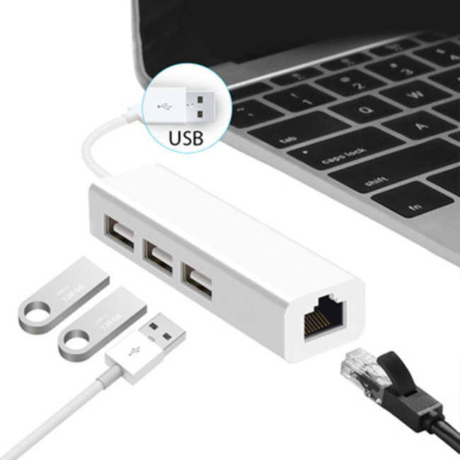 Cáp chuyển đổi USB sang RJ45 100Mbs và 3 cổng USB hàng chính hãng