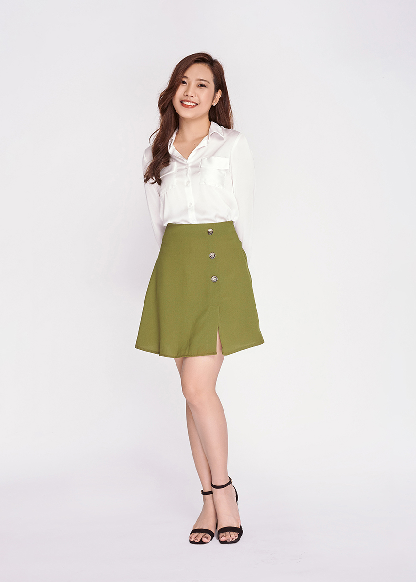 Chân váy lụa chéo MAYBI - Skater A Skirt