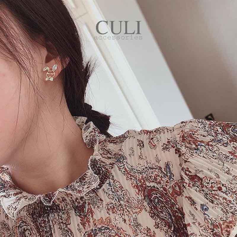 Khuyên tai, Bông tai bất đối xứng hình thỏ và củ cà rốt ngộ nghĩnh, cute HT623 - Culi accessories