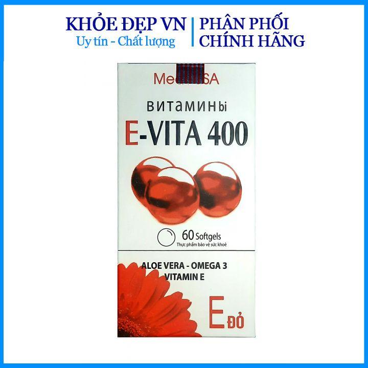 Vitamin E đỏ E-VITA 400 MED USA, giúp làm đẹp da, sáng da, chống oxy hóa, căn bằng nội tiết tố - Hộp 60 viên