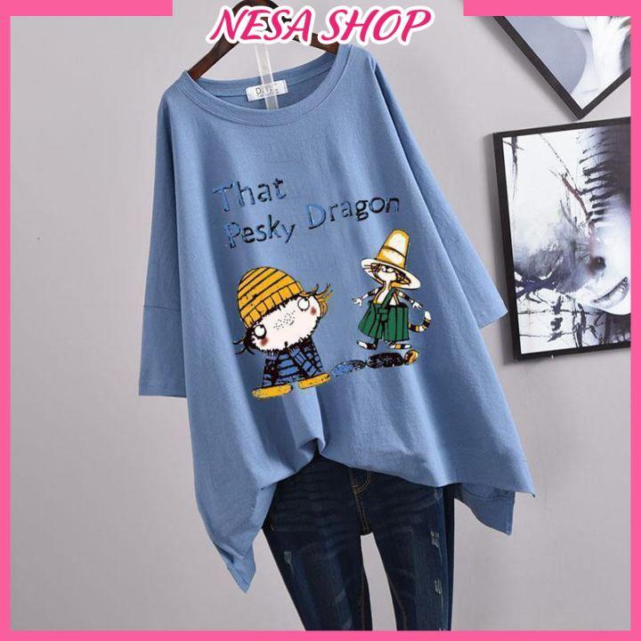 Áo thun nam nữ form rộng, Áo phông tay lỡ, chất liệu thun cotton co giãn, áo unisex in chữ That Pesky Dragon NeSa Shop