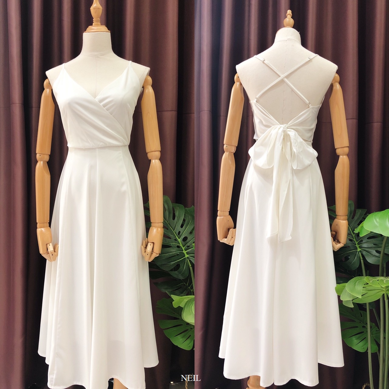 Đầm maxi thắt nơ lưng Neil dress - Đầm dự tiệc hàng thiết kế - đầm xòe thiết kế (napubee)