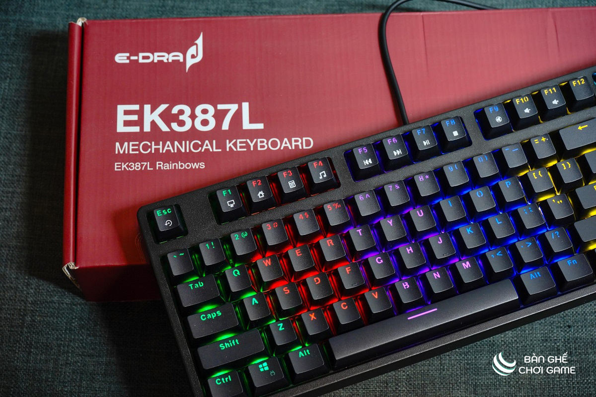 Bàn phím cơ E-Dra EK387L TKL Rainbow Huano Switch - Hàng chính hãng