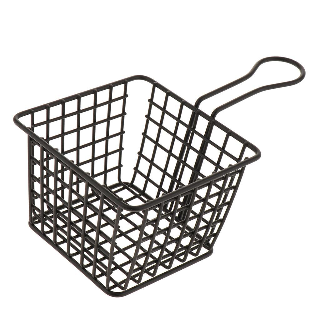 Metal Iron Mesh Strainer Fry Basket Kitchen Colander Sifter Black S