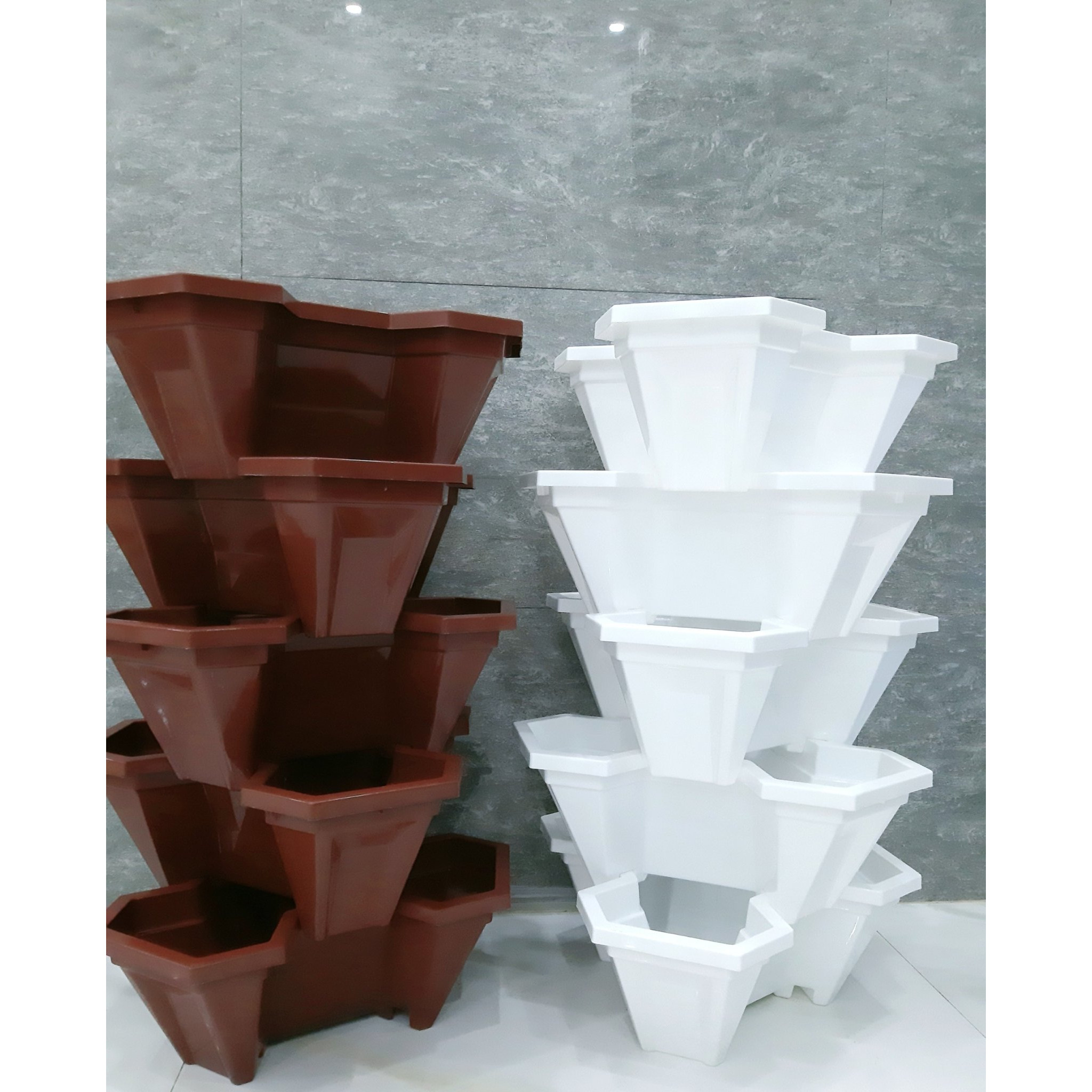 Combo 2 tháp trồng rau hữu cơ 5 tầng- hiệu quả- an toàn- tiết kiệm không gian