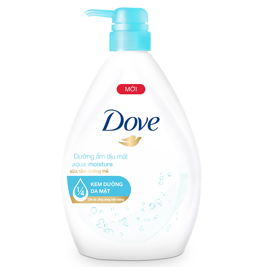 Sữa tắm dưỡng thể Dove Dưỡng ẩm dịu mát Aqua Moisture với 1/4 kem dưỡng da mặt 530g