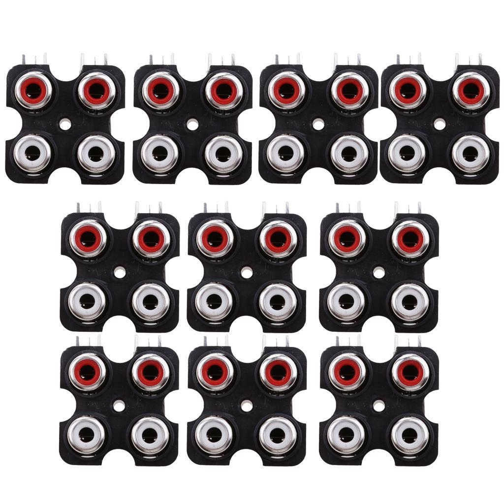 10pcs PCB Board 4 RCA Female Pin  Audio Video AV Socket Connector