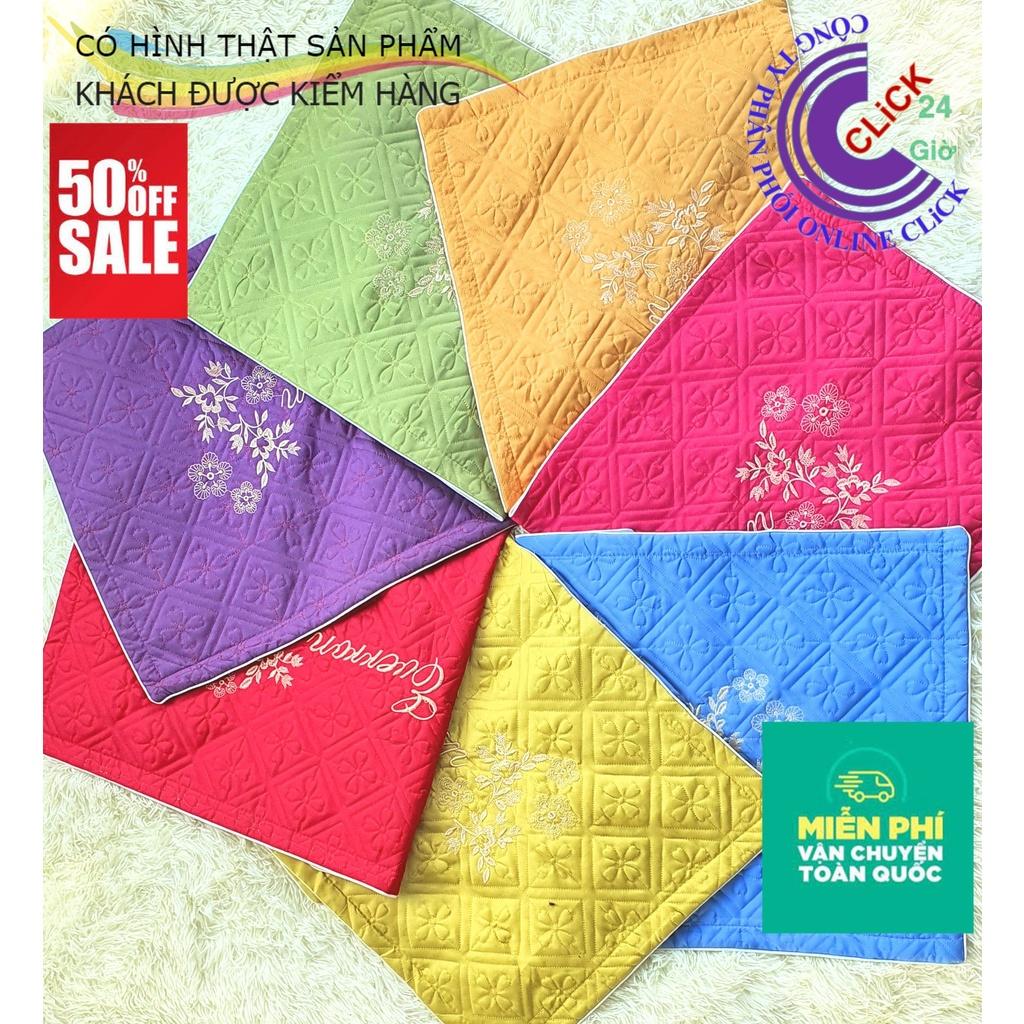 Vỏ Áo Gối Satin 40x60cm Thêu Chần Hoa Đẹp, Không Phai Màu, Không Xù, Khóa Kéo - Hàng Cao Cấp