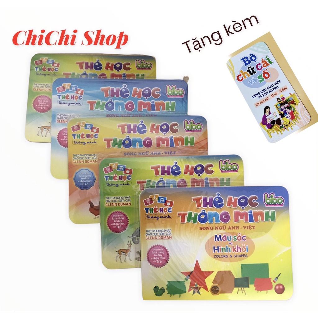 (Tặng Kèm Bộ 45 Thẻ Học Chữ Cái và Số) ComBo 5 Chủ Đề Thẻ Học Thông Minh,Thẻ Học FlashCards Song Ngữ Anh Việt Cho Bé