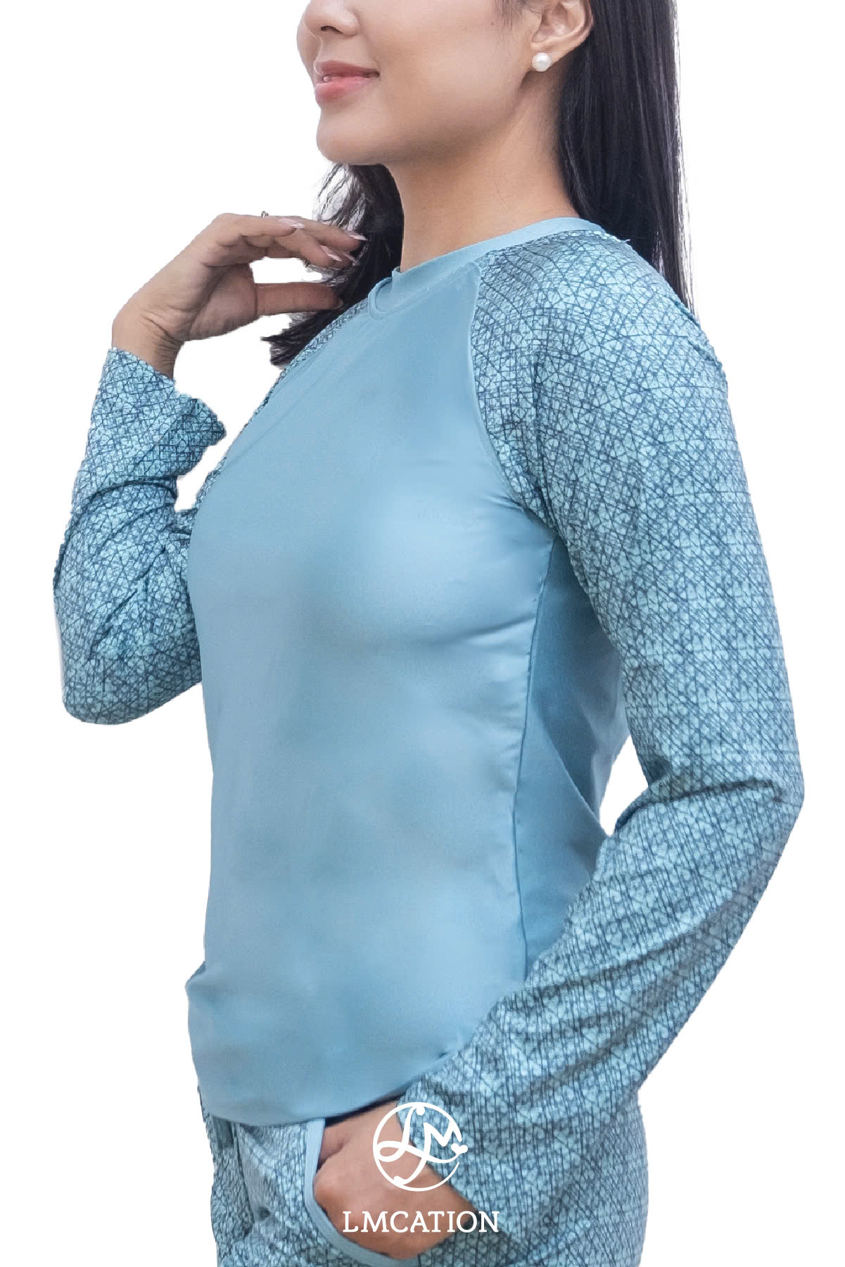 Áo bơi 2 lớp tay dài LMcation Quinn - Xanh ngọc thổ cẩm