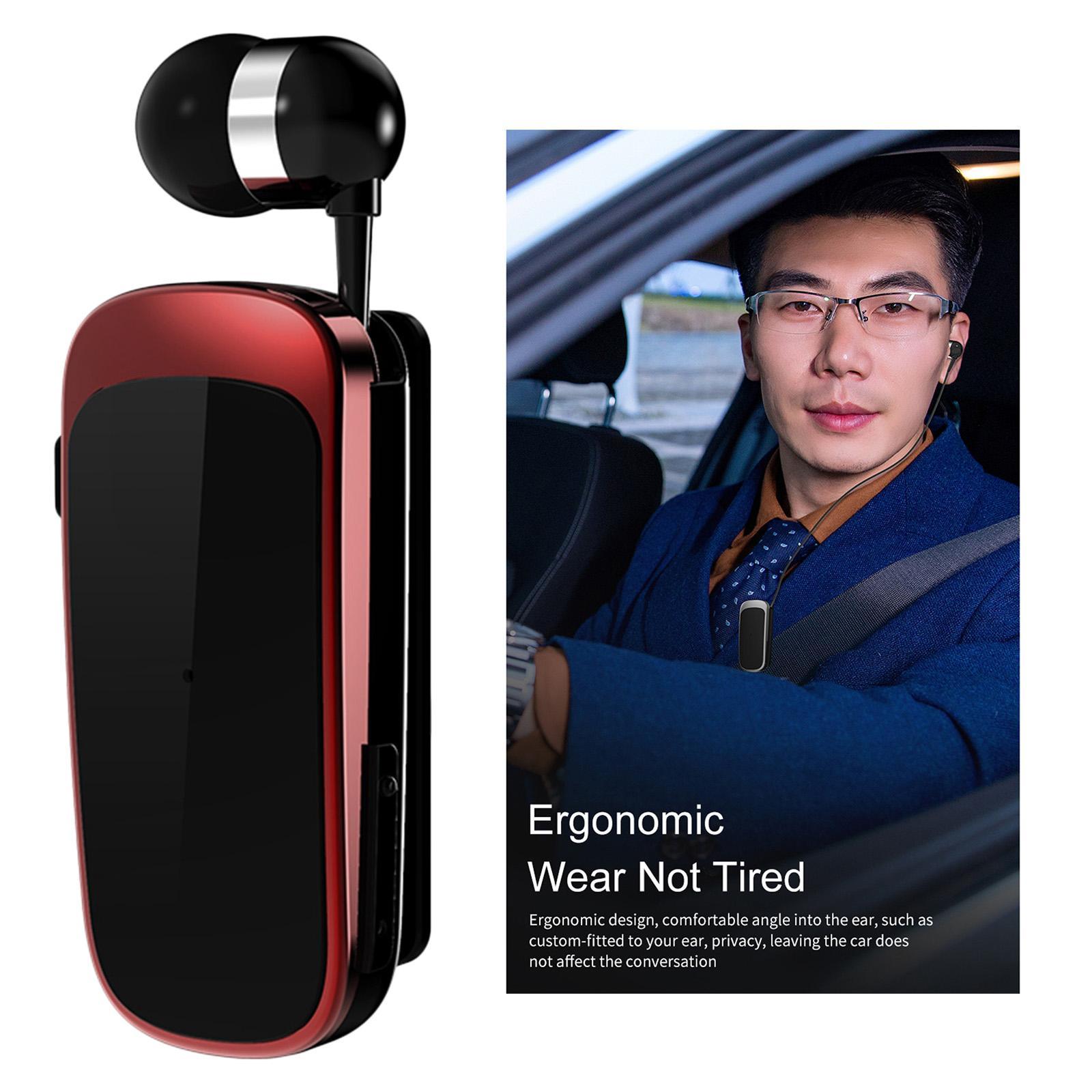 2X  K52 Retractable Wireless Bluetooth Headset Business Earphone Clip