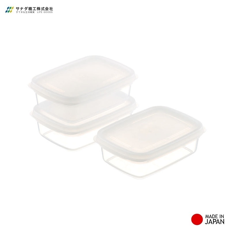 Set 03 hộp thực phẩm nắp mềm Sanada Fit in Pack 300ml - Made in Japan