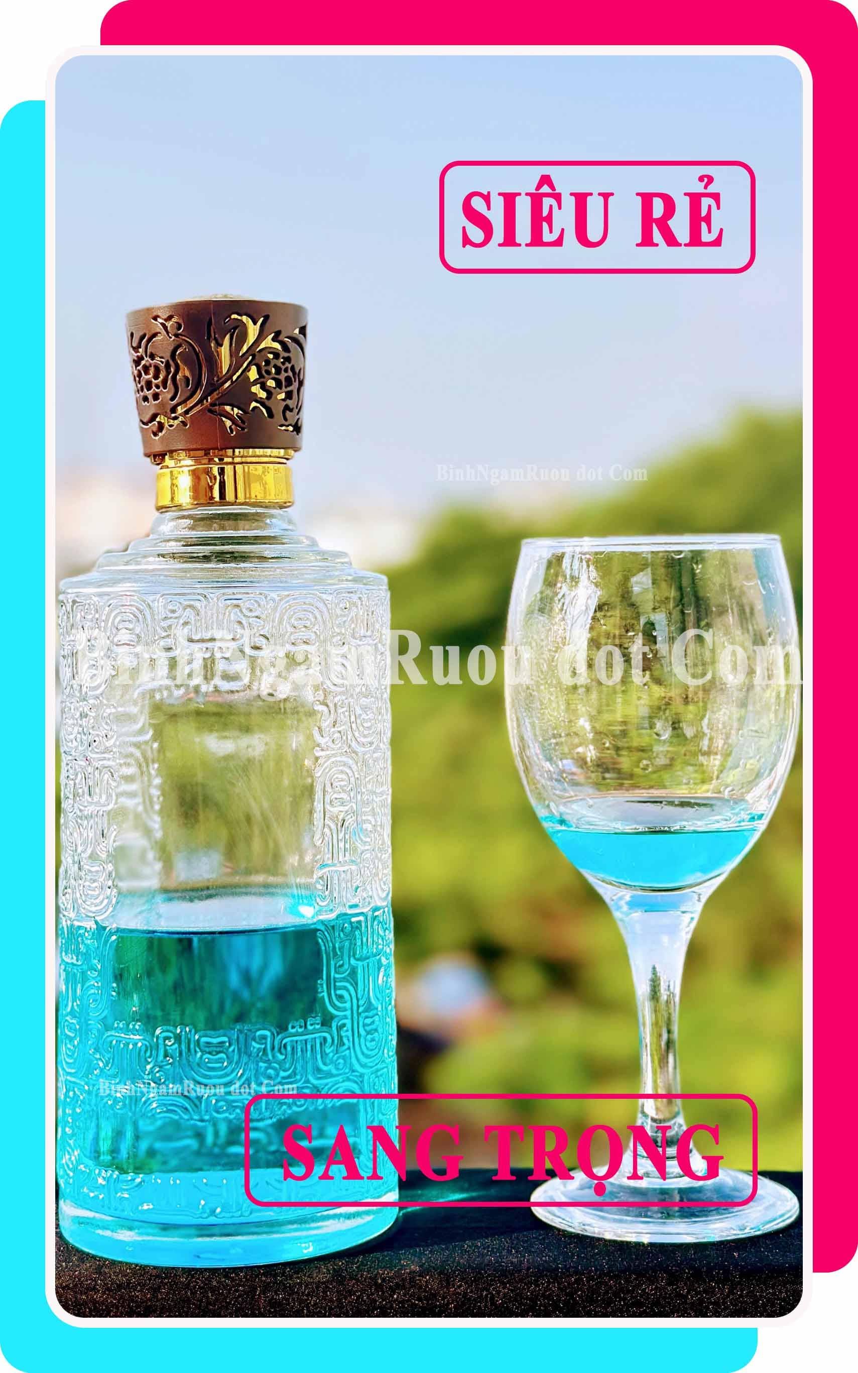 C36 Chai Đựng Rượu Hoa Văn Thủy Tinh Cao Cấp 750ml - Đẹp Cao Cấp - Nắp Kín Thủy Tinh Trong - Tặng Biếu Sang Trọng