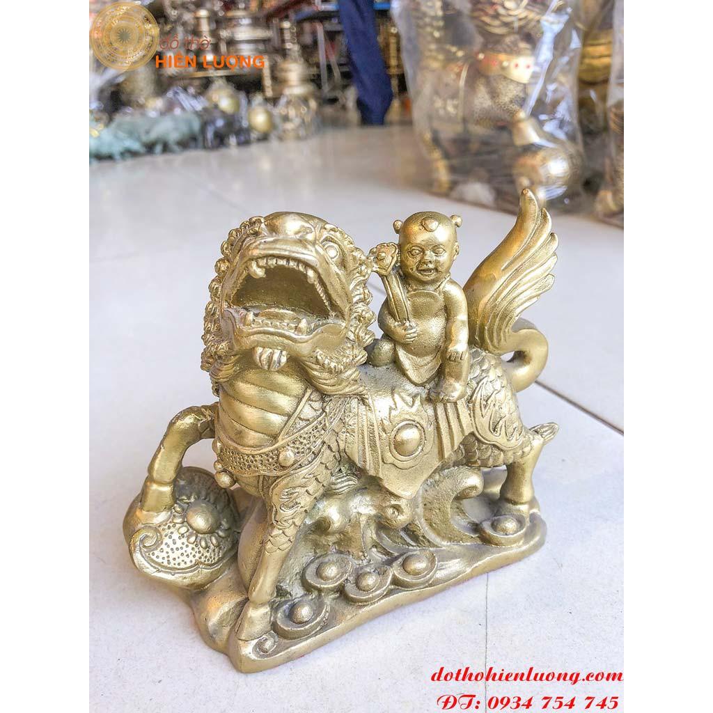 Đôi Kì Lân Đứng Gậy Như Ý Cõng Trẻ