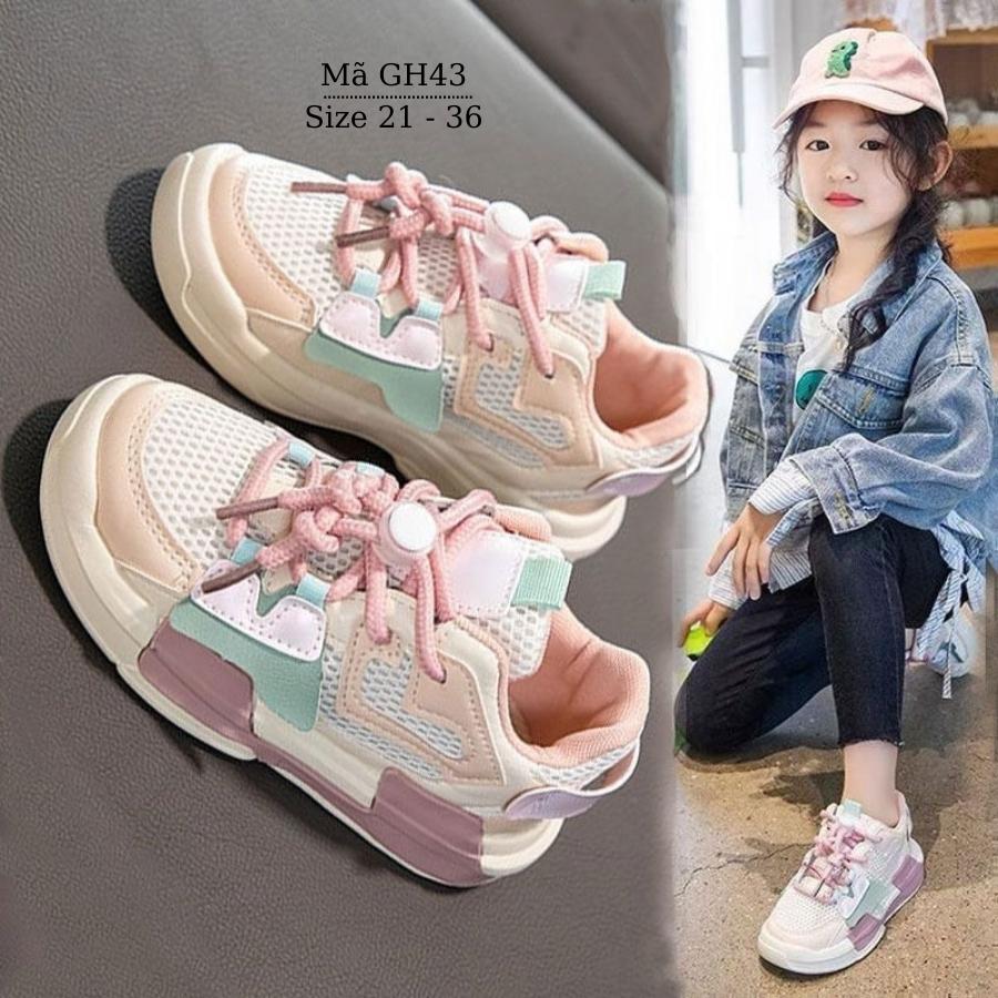 Giày thể thao cho bé gái 1 - 12 tuổi khóa rút sành điệu thời trang và cá tính đi học đi chơi phong cách Hàn Quốc NHÍM SHOP GH43