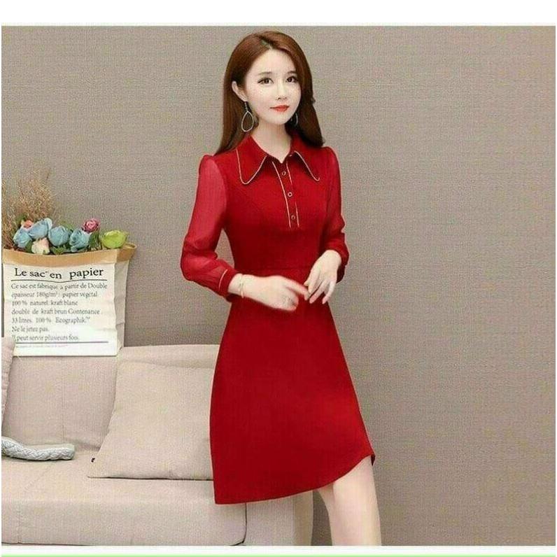 ĐẦM XÒE CỔ SƠ MI TAY DÀI