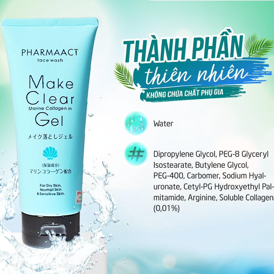 Gel tẩy trang rửa mặt Pharmaact Make Clear Gel Collagen