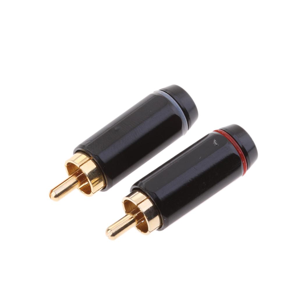 2 Pieces RCA Male Plug Adapter Audio Video Phono Solder Connector