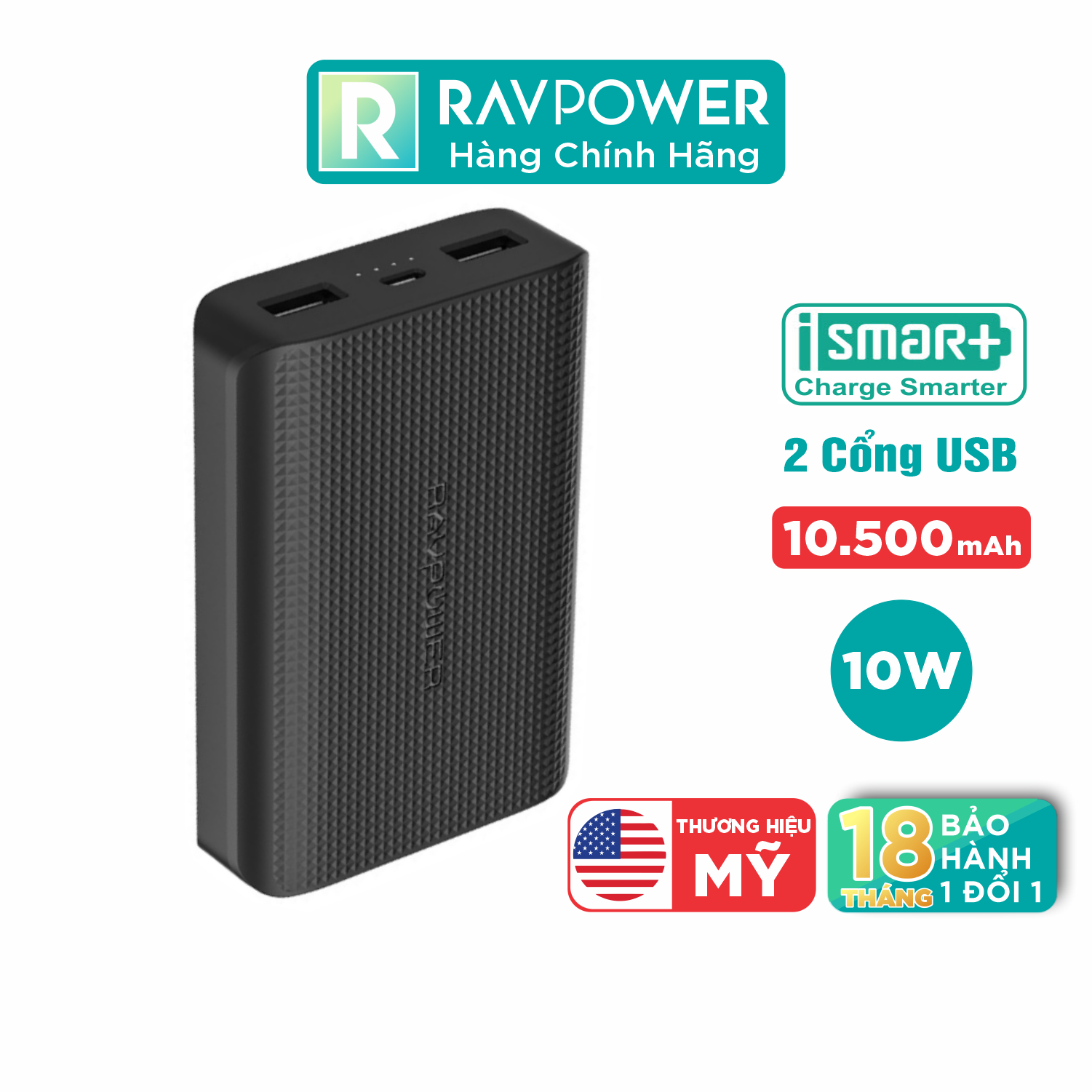 Pin Sạc Dự Phòng RAVPower 10050mAh RP-PB133 - Hàng Chính Hãng