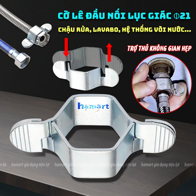 Cờ Lê Đầu Nối Ống Nước Phi 21 Dây Cấp Bồn Chậu Vòi Rửa Lavabo Nhà Tắm Tháo Lắp Ốc Lục Giác Đa Năng