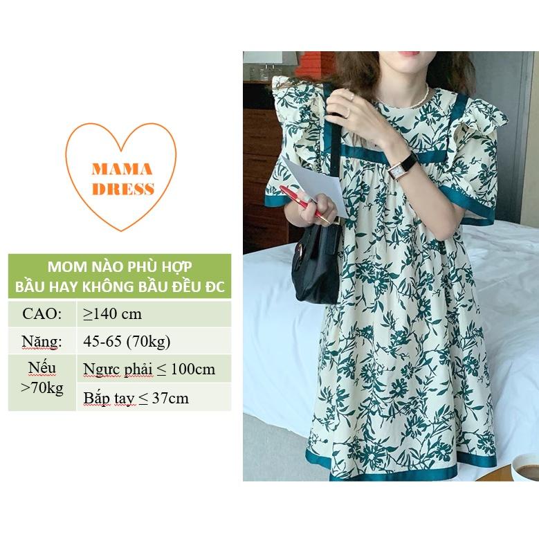 Váy bầu suông MAMA DRESS Đầm bầu hoa dự tiệc đẹp giá rẻ FREE SIZE dáng suông bầu hay không bàu đều mặc được V58
