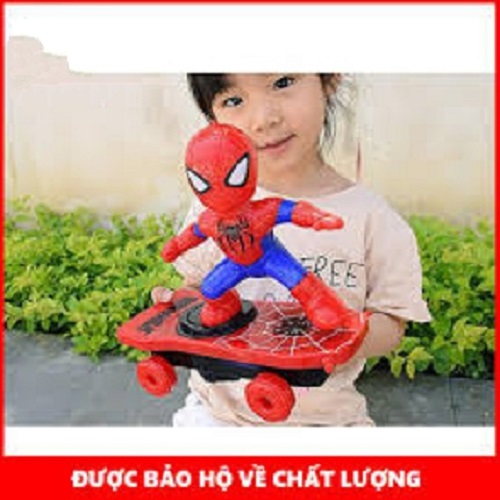 Đồ chơi người nhện lướt ván xoay 360 độ có đèn và nhạc bằng nhựa có độ bền cao