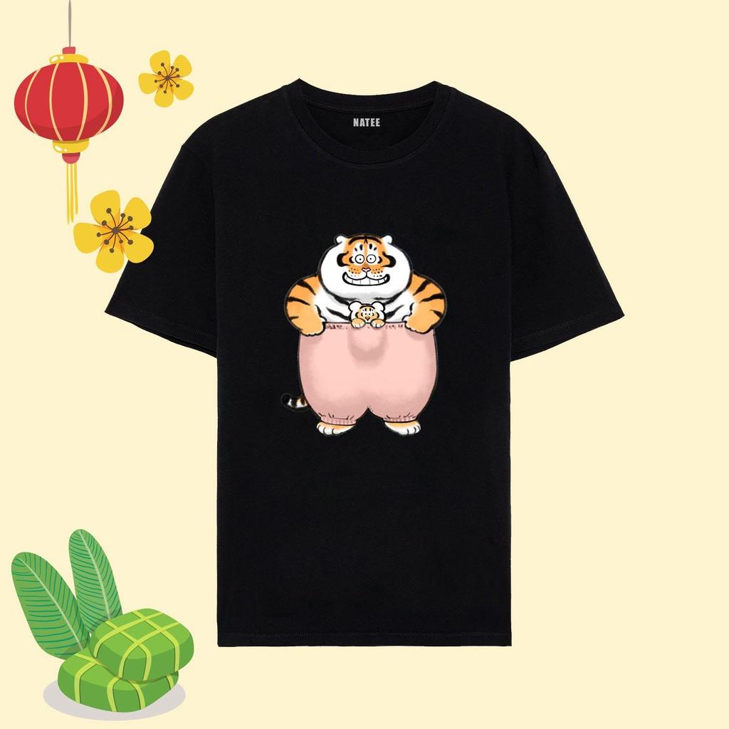 Áo Thun Nam Nữ Unisex Natee In Hình Hổ Cute - Áo Thun Chất Vải Cotton Mềm Mịn, Thoáng Mát, Không Nhăn, Không Xù