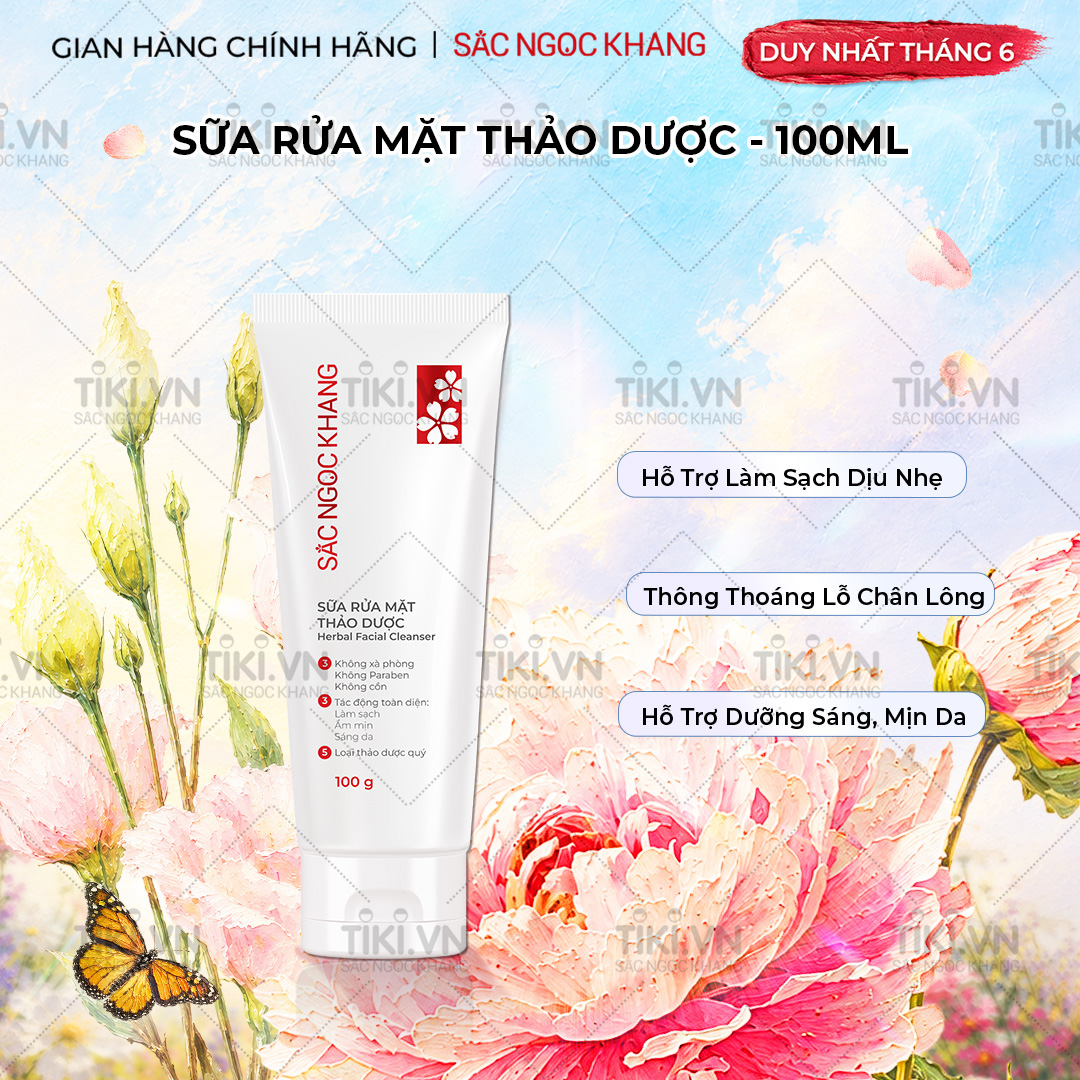 Sữa rửa mặt Thảo Dược Sắc Ngọc Khang 100g không gây khô da, Sạch Mịn, Sáng Da, Mờ Nám Sạm