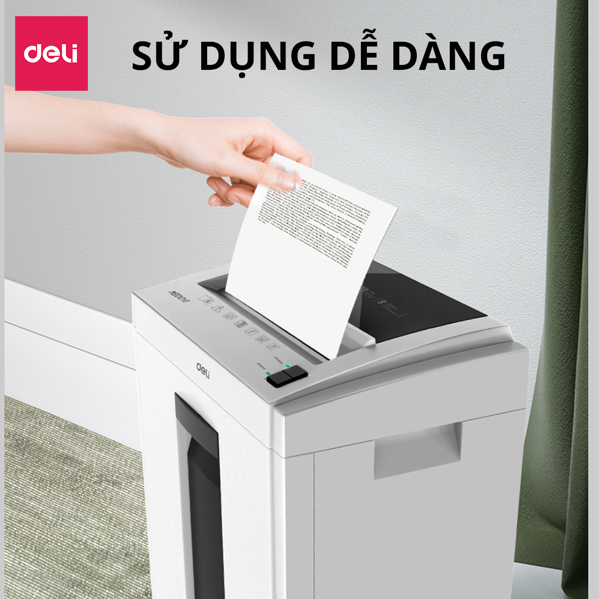 Máy Hủy Tài Liệu 23L Cao Cấp Deli - Máy Huỷ Giấy 23 Lít Phù Hợp Cho Bảo Mật Giấy Tờ Trong Doanh Nghiệp, Văn Phòng, Nhà Trường - Hàng Chính Hãng - ET053