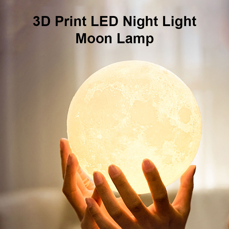 Đèn Ngủ Hình Mặt Trăng 3D Freeship Đèn LED để bàn trang trí nội thất độc đáo, dễ thương, làm quà sinh nhật siêu xinh