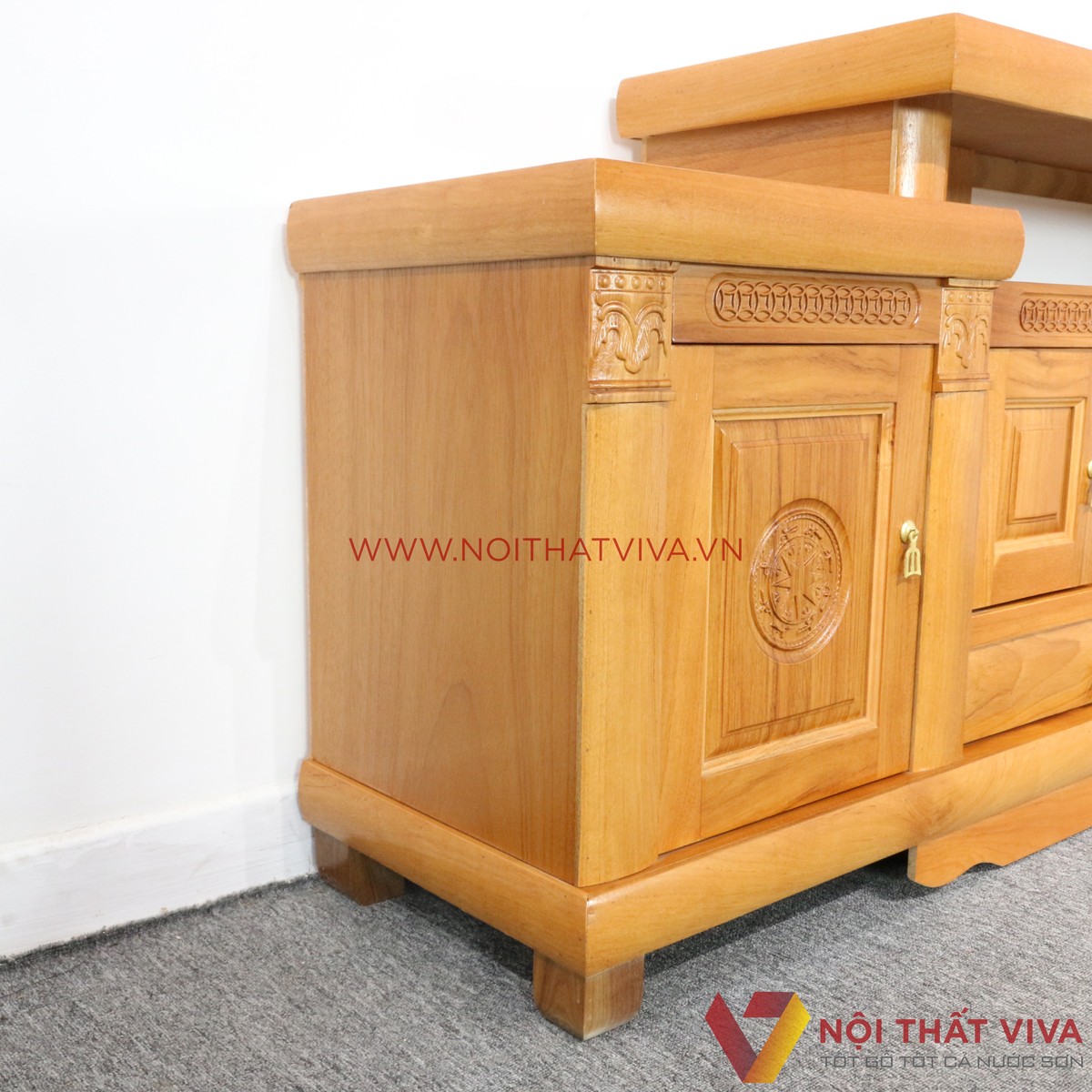 Kệ Tivi Gỗ Gõ Đỏ 2 Tầng Sang Trọng Đẹp Giá Rẻ