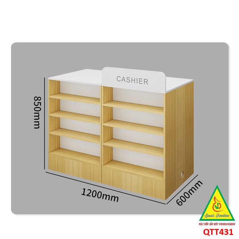 Quầy tính tiền, Bàn thu ngân cho cửa hàng tiện lợi, siêu thị mini QTT431 - NỘI THẤT LẮP RÁP VIENDONGADV