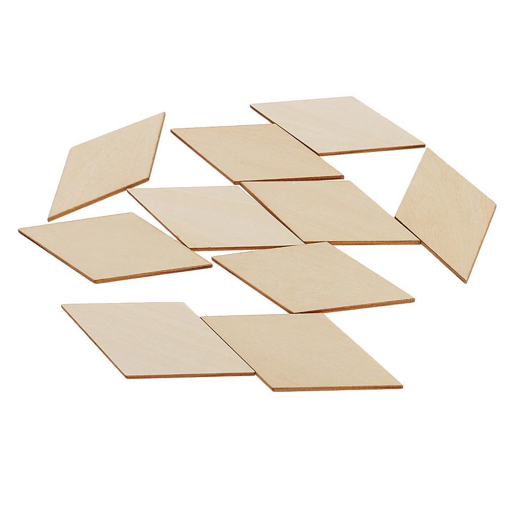 3-20pack Unfinished Natural Rhombus Shapes Wood Sign Plaque Craft 10pcs