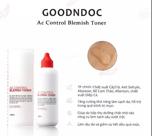Nước hoa hồng GoodnDoc Ac Control Blemish Toner – Dành cho da mụn và da nám