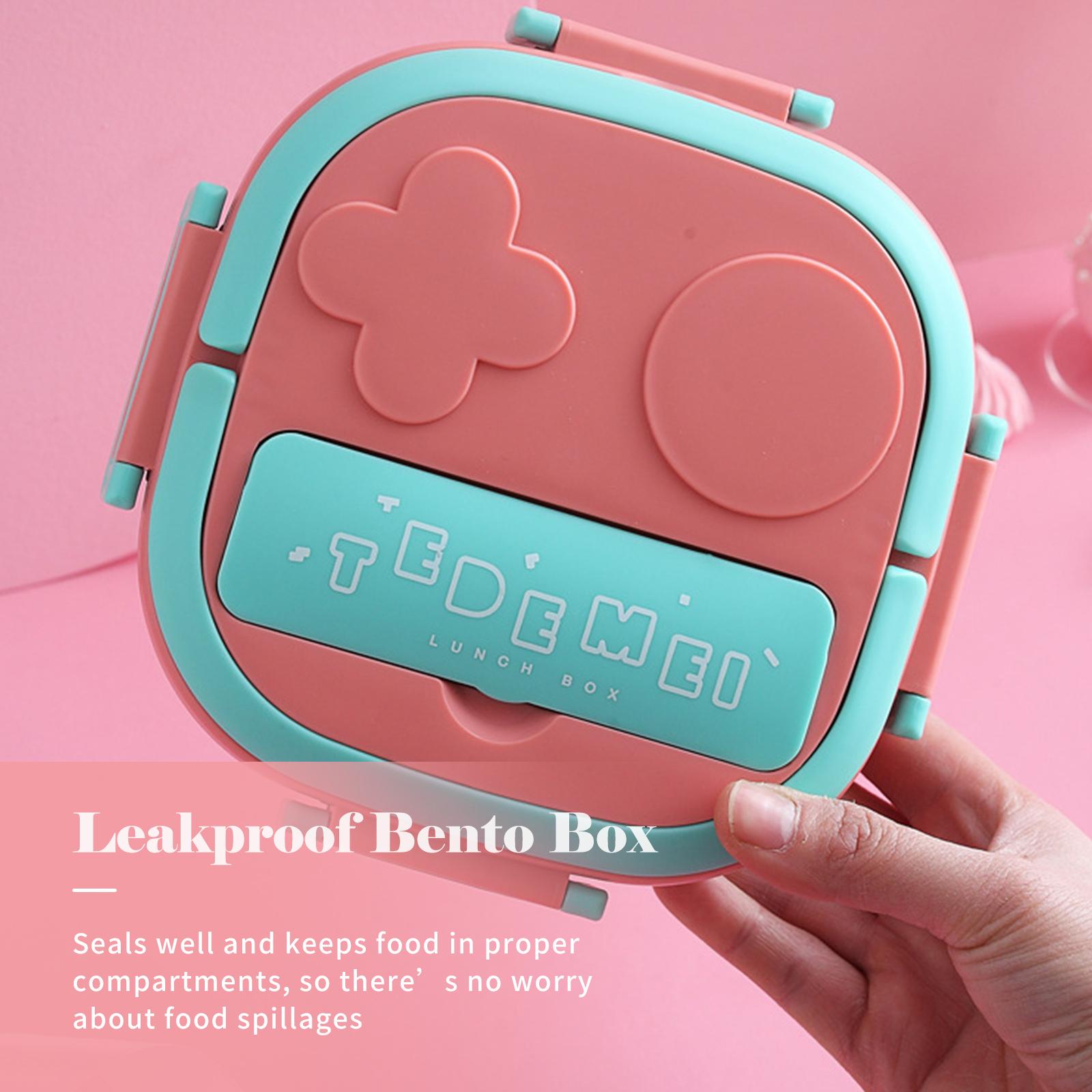 Hộp Cơm Bento Có Nĩa 3 Ngăn Phong Cách Nhật Bản Bằng Thép Không Gỉ Chống Rò Rỉ