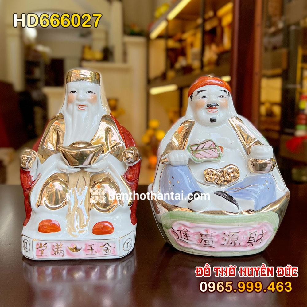 Tượng Thần Tài Thổ Địa Bằng Sứ Dát Kim HD666027