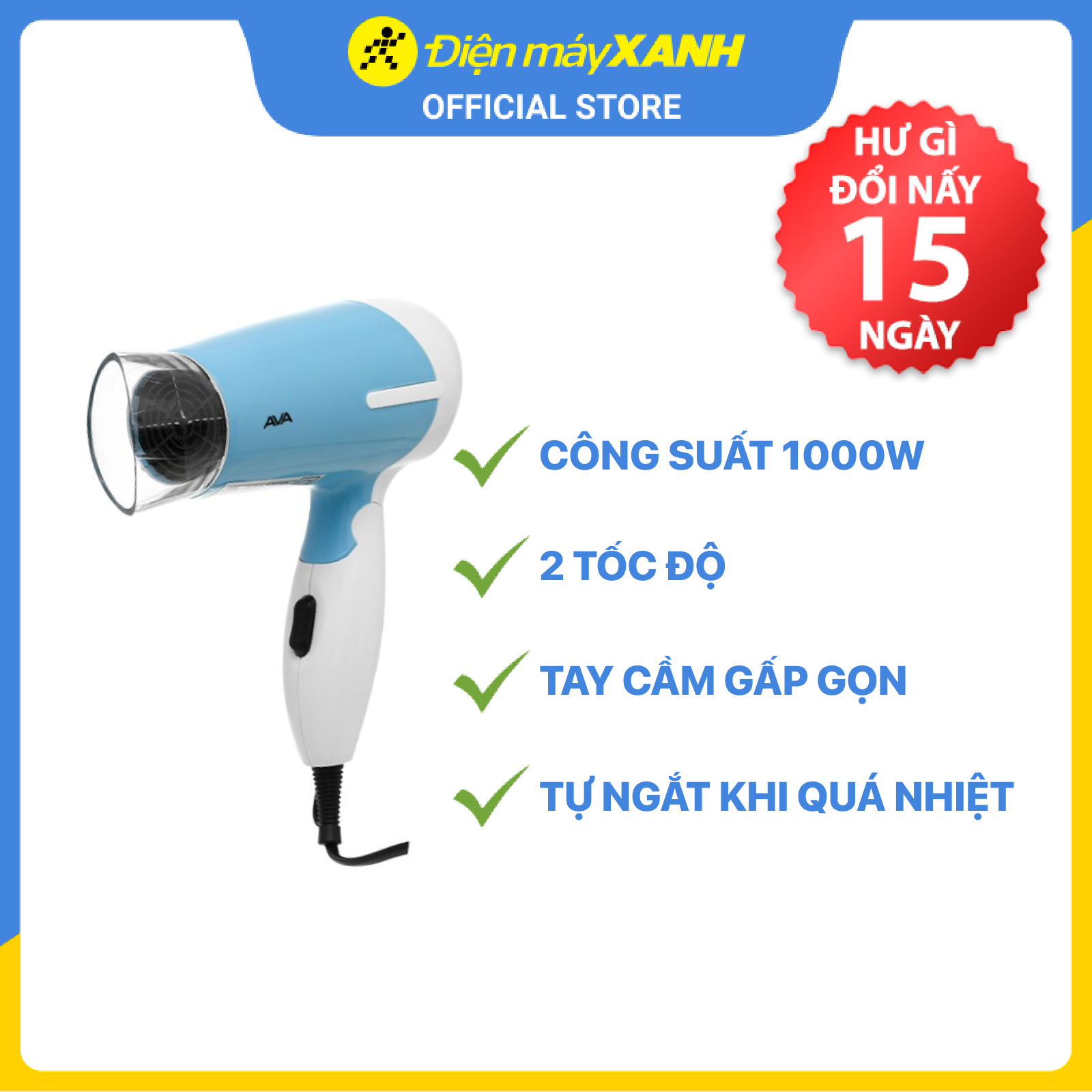 Máy sấy tóc Ava RCY-8617A - Hàng Chính Hãng