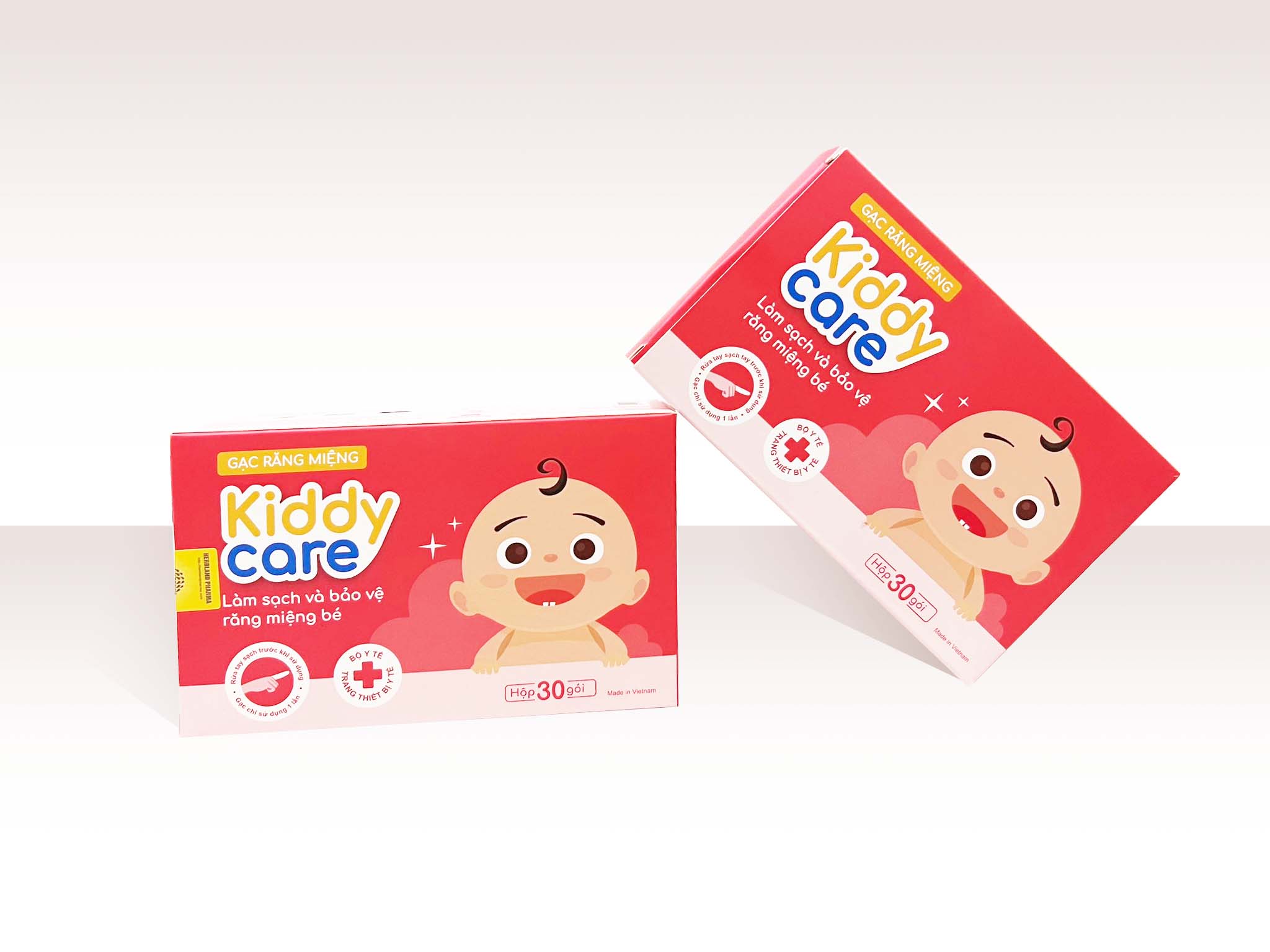 Gạc Rơ Lưỡi, Vệ Sinh Răng Miệng Cho Bé KIDDYCARE HERBLAND hộp 30 gói