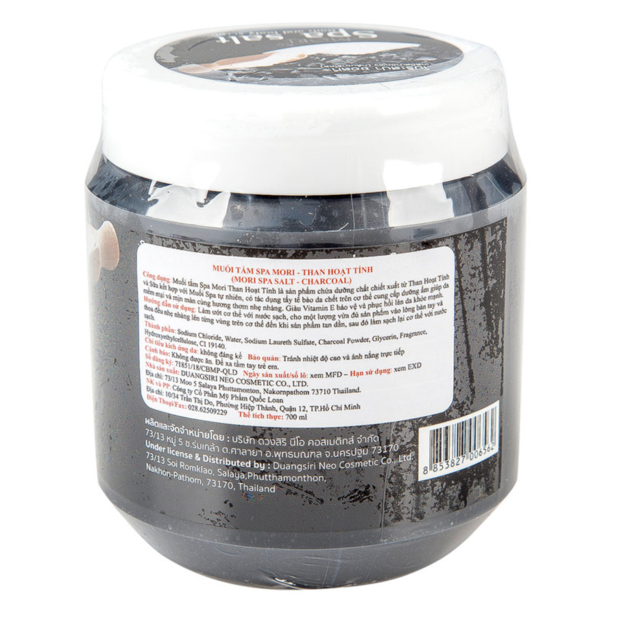 Muối Tắm Spa Mori Than Hoạt Tính Mori Spa Salt - Charcoal (700ml)