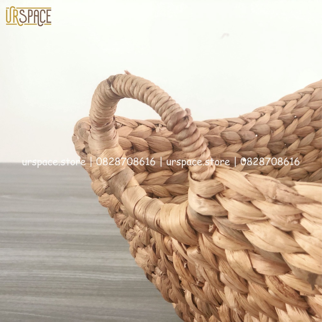 Giỏ cói URSPACE đựng quần áo, khăn lông, quà tặng hình thuyền có quai cầm trang trí decor / HYACINTH BOAT BASKET